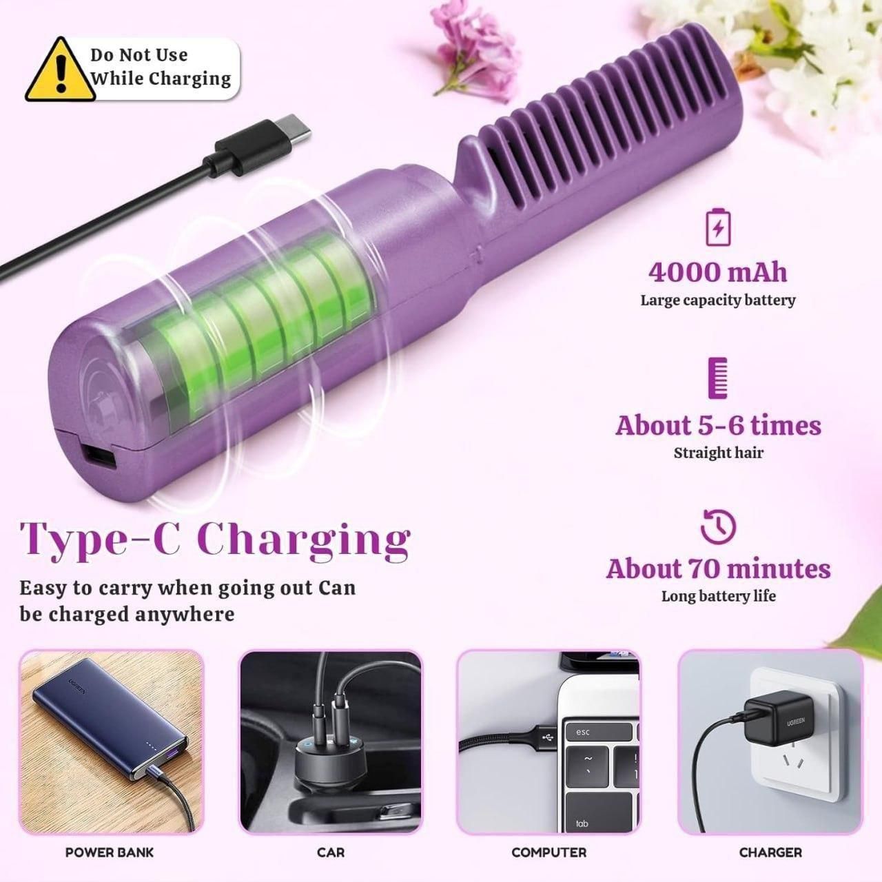 Portable Mini Hair Straightener – Cordless & Rechargeable