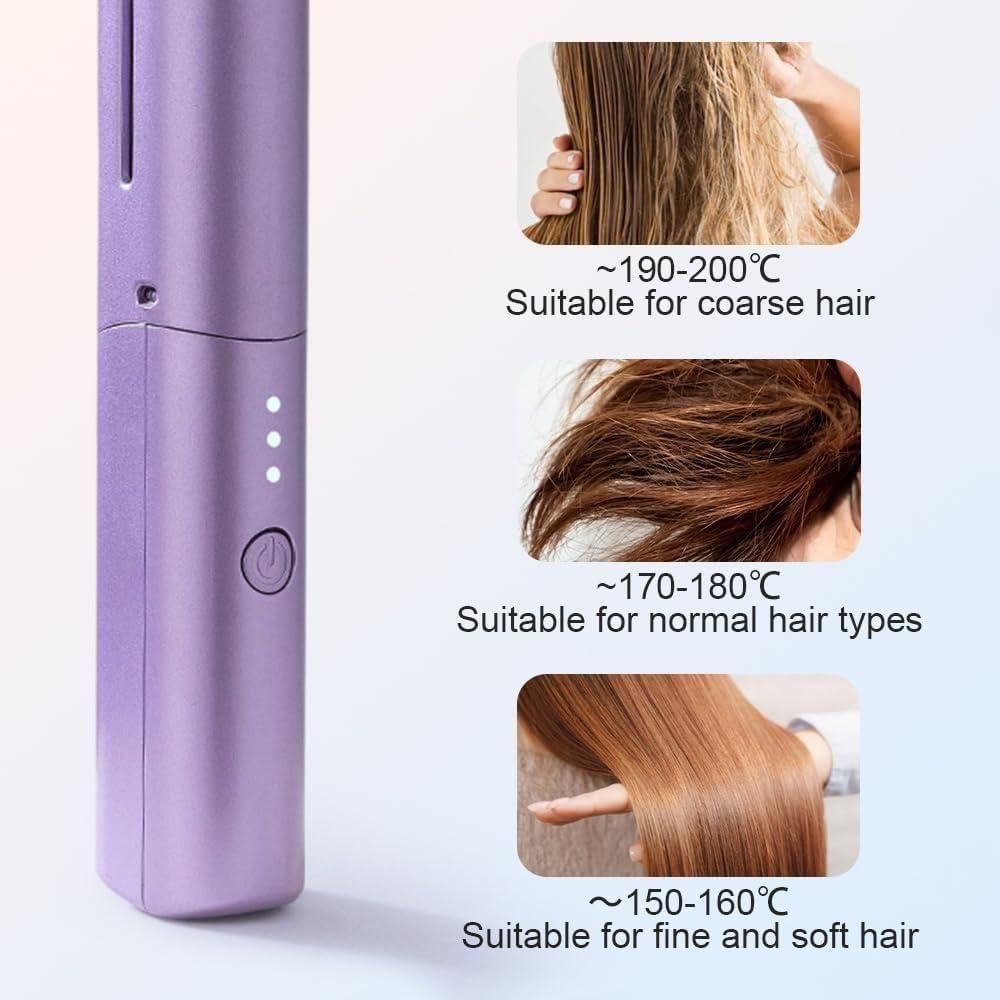 Portable Mini Hair Straightener – Cordless & Rechargeable